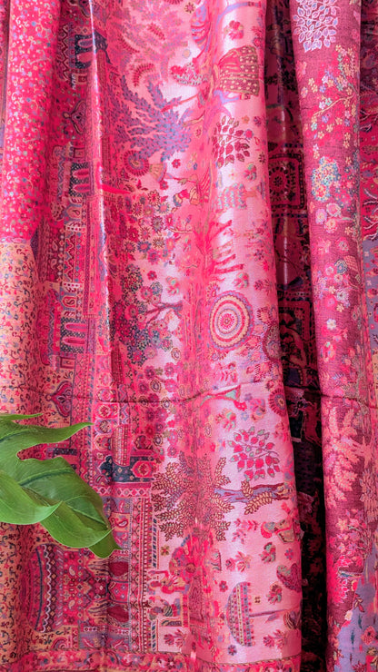 Darbar Kani Weave Zari Silk Shawl - Pink