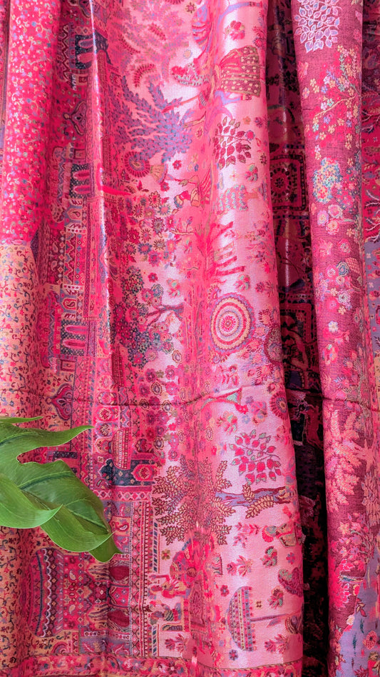 Darbar Kani Weave Zari Silk Shawl - Pink