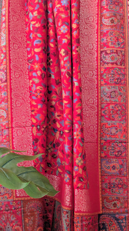 Unisex Kani Zari Shawl - Red