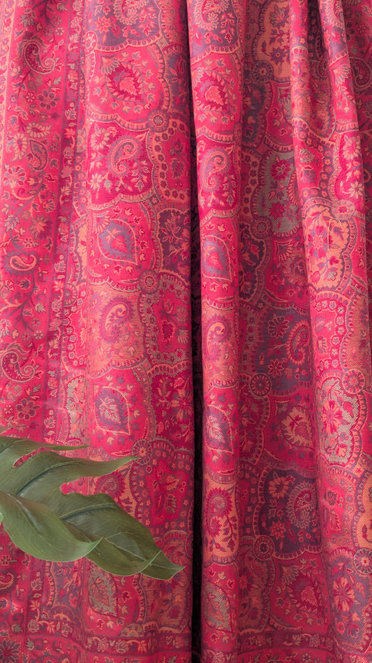 Kani Weave Woolen Shawl - Red