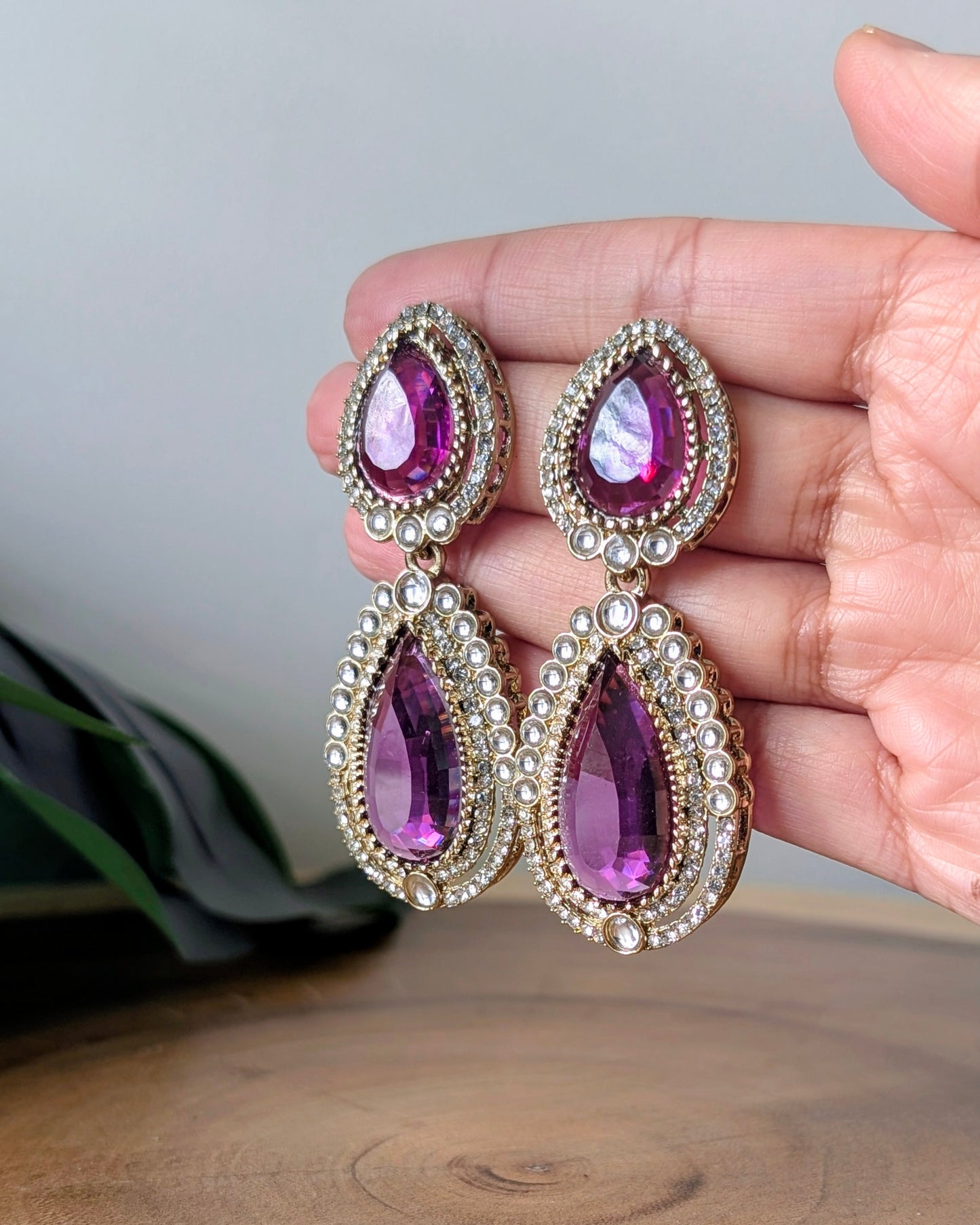 Premium Drop Earrings - Purple