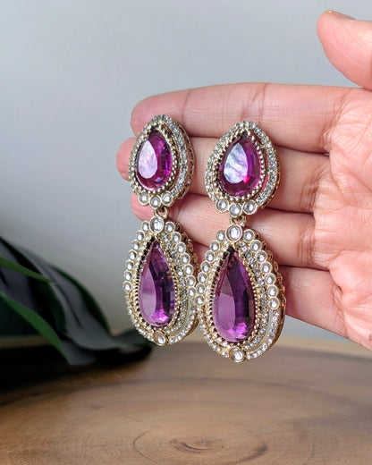 Premium Drop Earrings - Purple