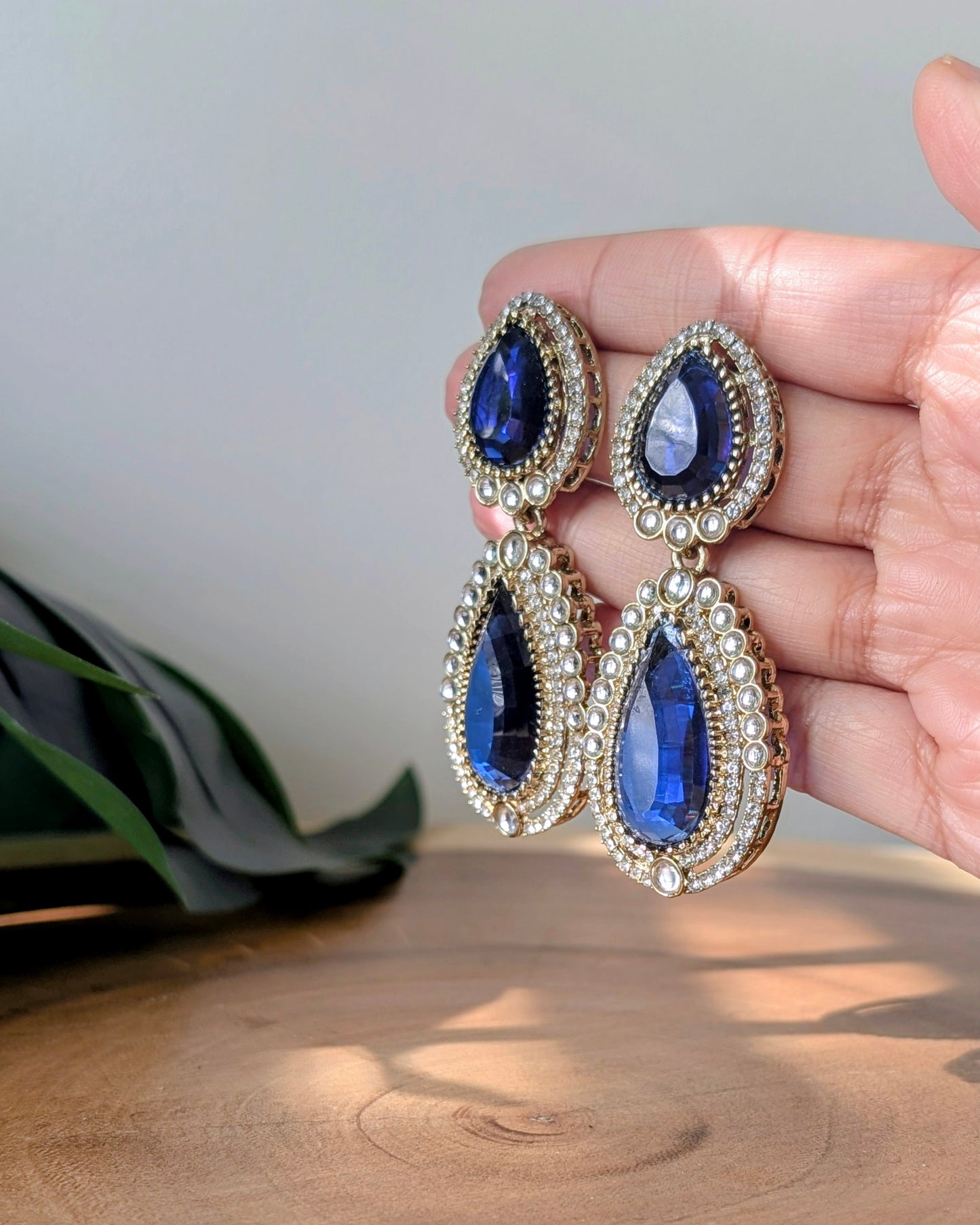 Premium Drop Earrings - Blue
