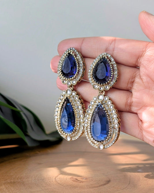 Premium Drop Earrings - Blue