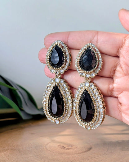 Premium Drop Earrings - Black