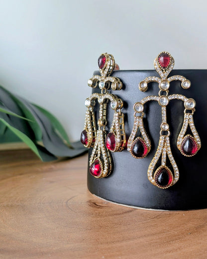 Nayra Chandelier Earrings - Red