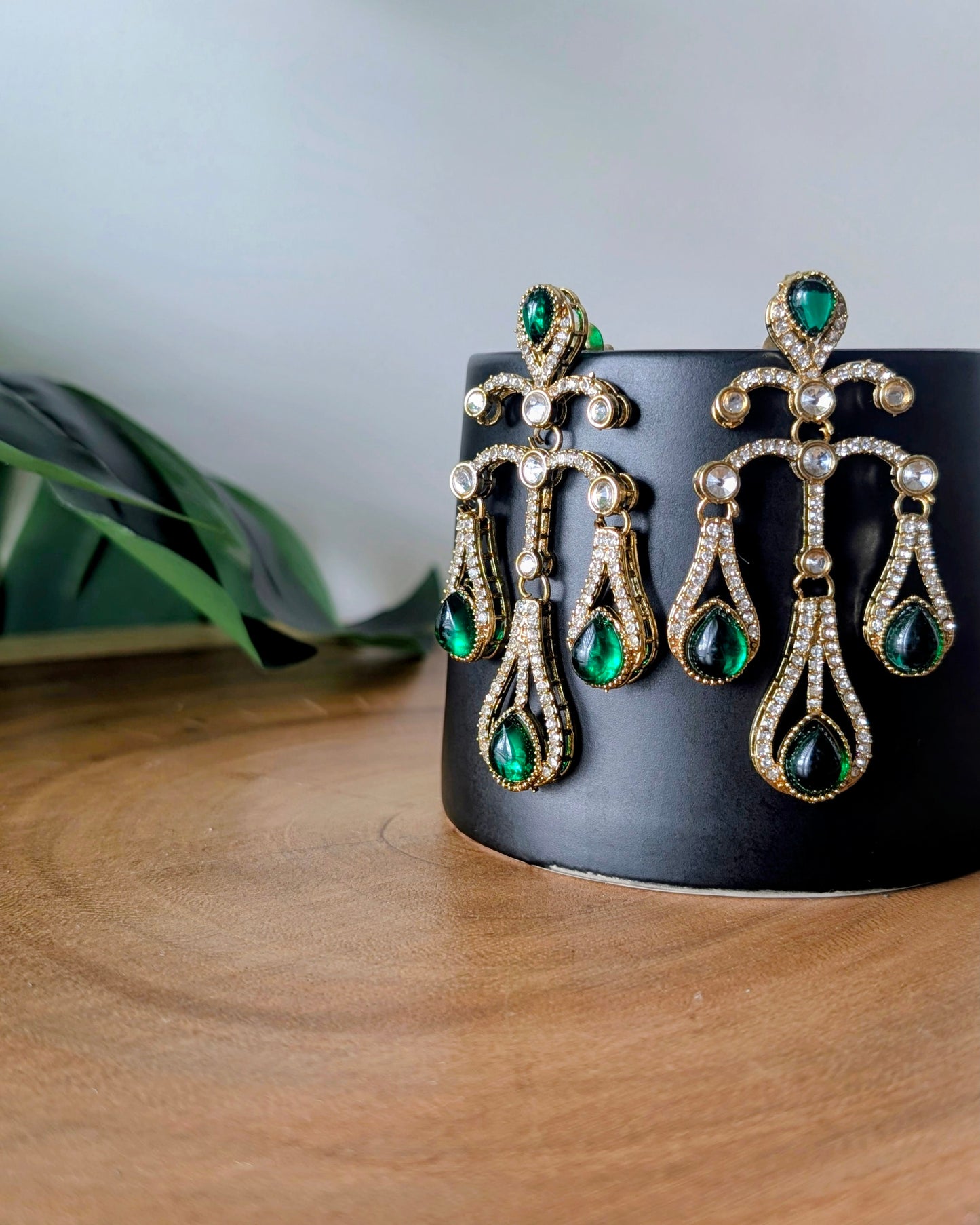 Nayra Chandelier Earrings - Green