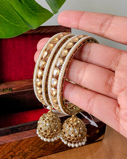 Golden Polki Jhumki Bangles