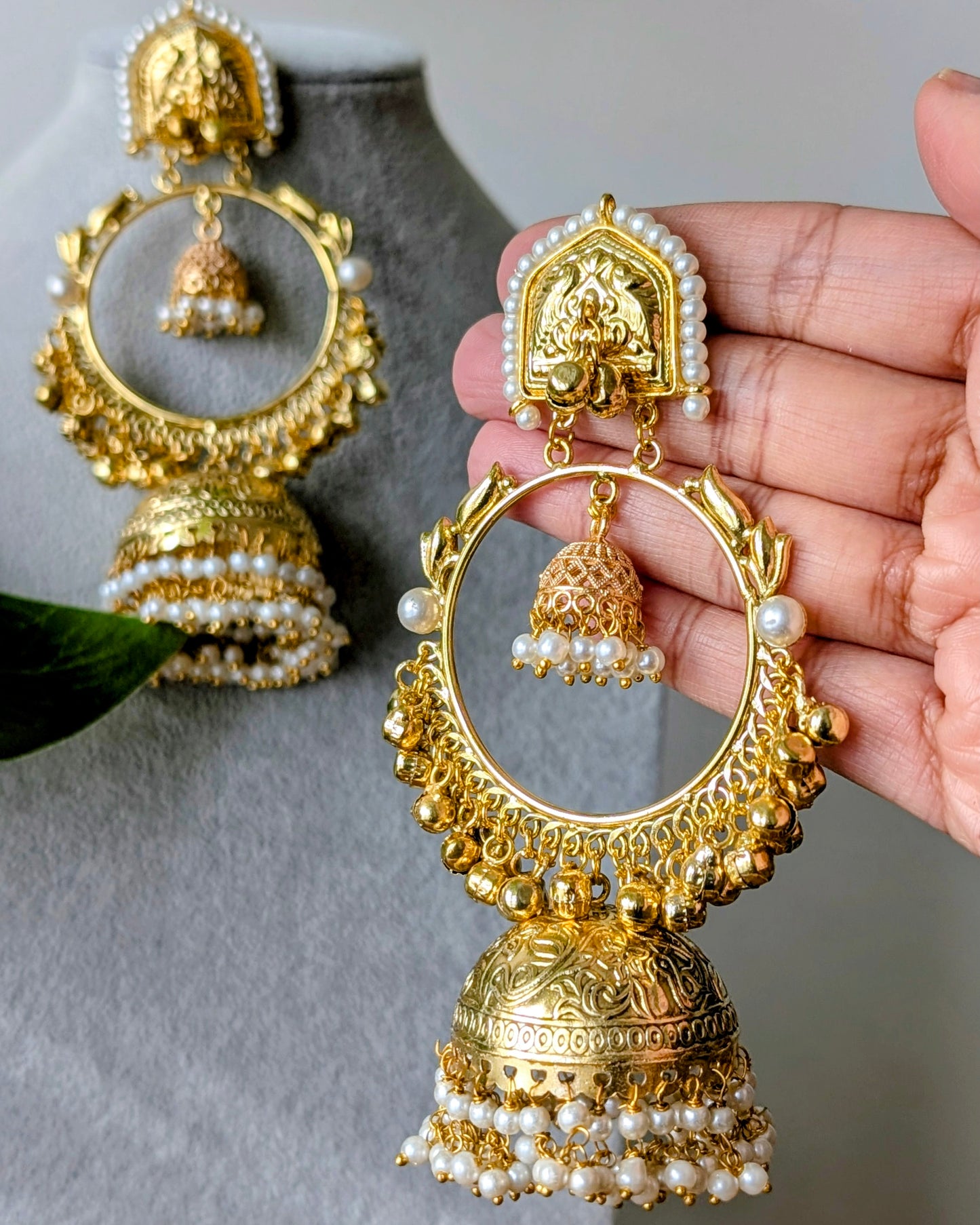 Statement Golden Brass Kashmiri Jhumka Earrings