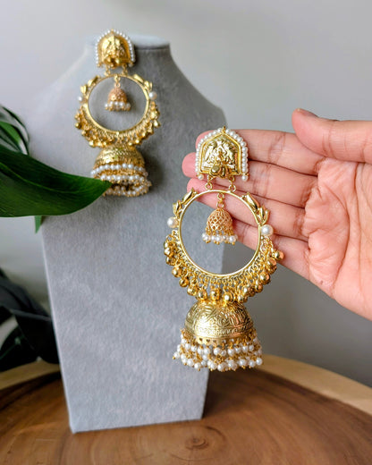 Statement Golden Brass Kashmiri Jhumka Earrings