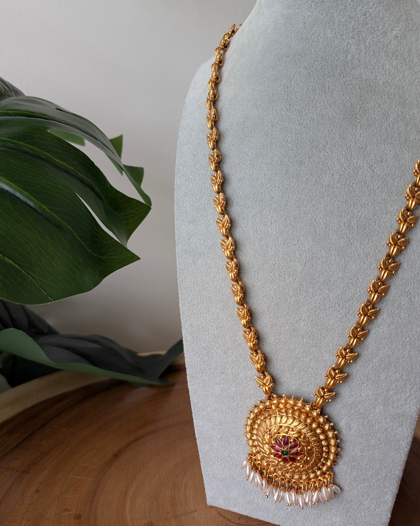 Sajni Traditional Long Golden Haram Necklace