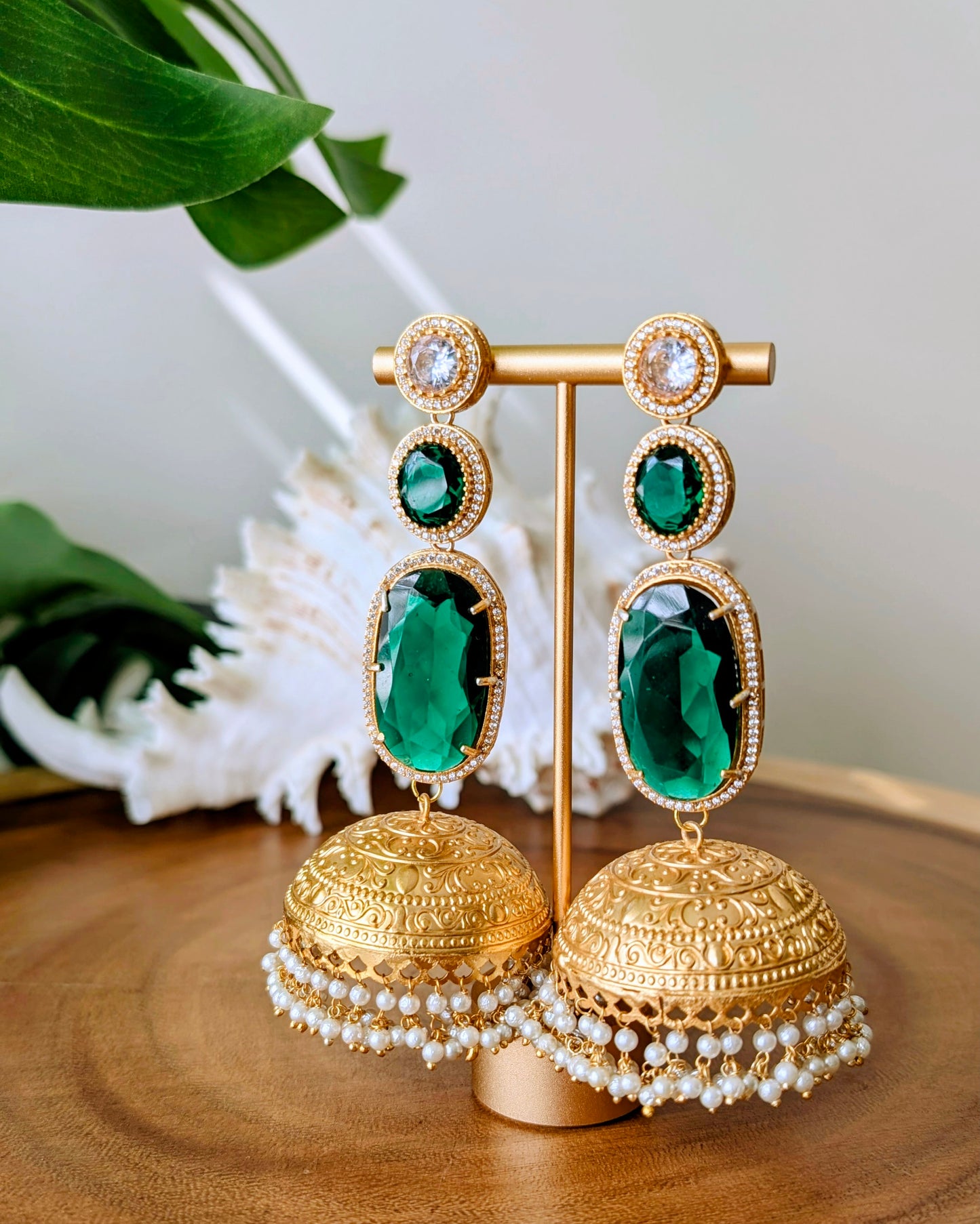 Ameesha Statement Kashmiri Jhumke - Green