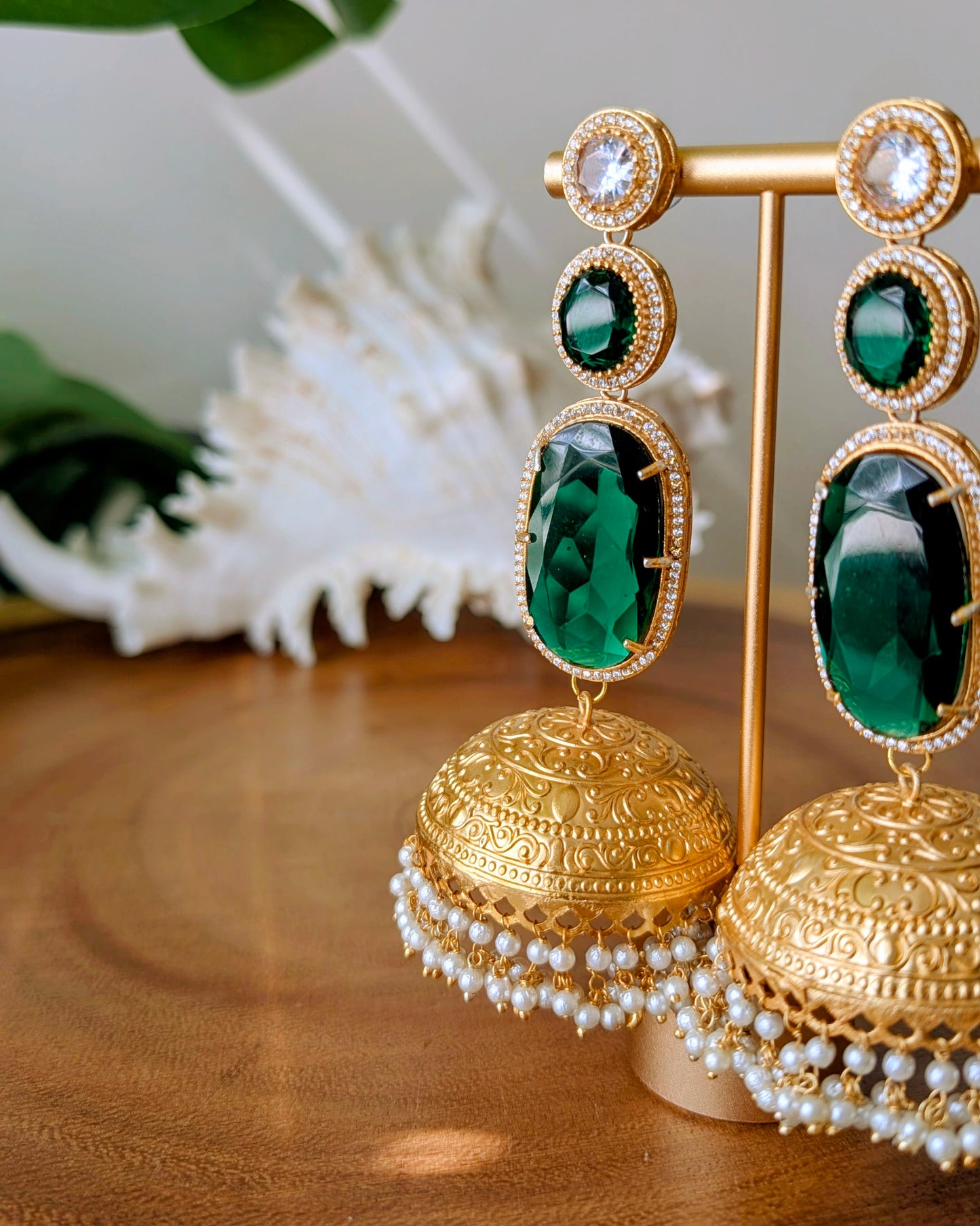 Ameesha Statement Kashmiri Jhumke - Green
