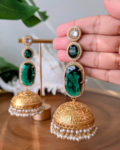 Ameesha Statement Kashmiri Jhumke - Green