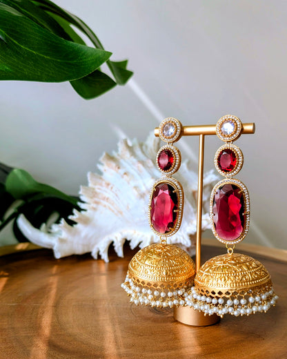 Ameesha Statement Kashmiri Jhumke - Red