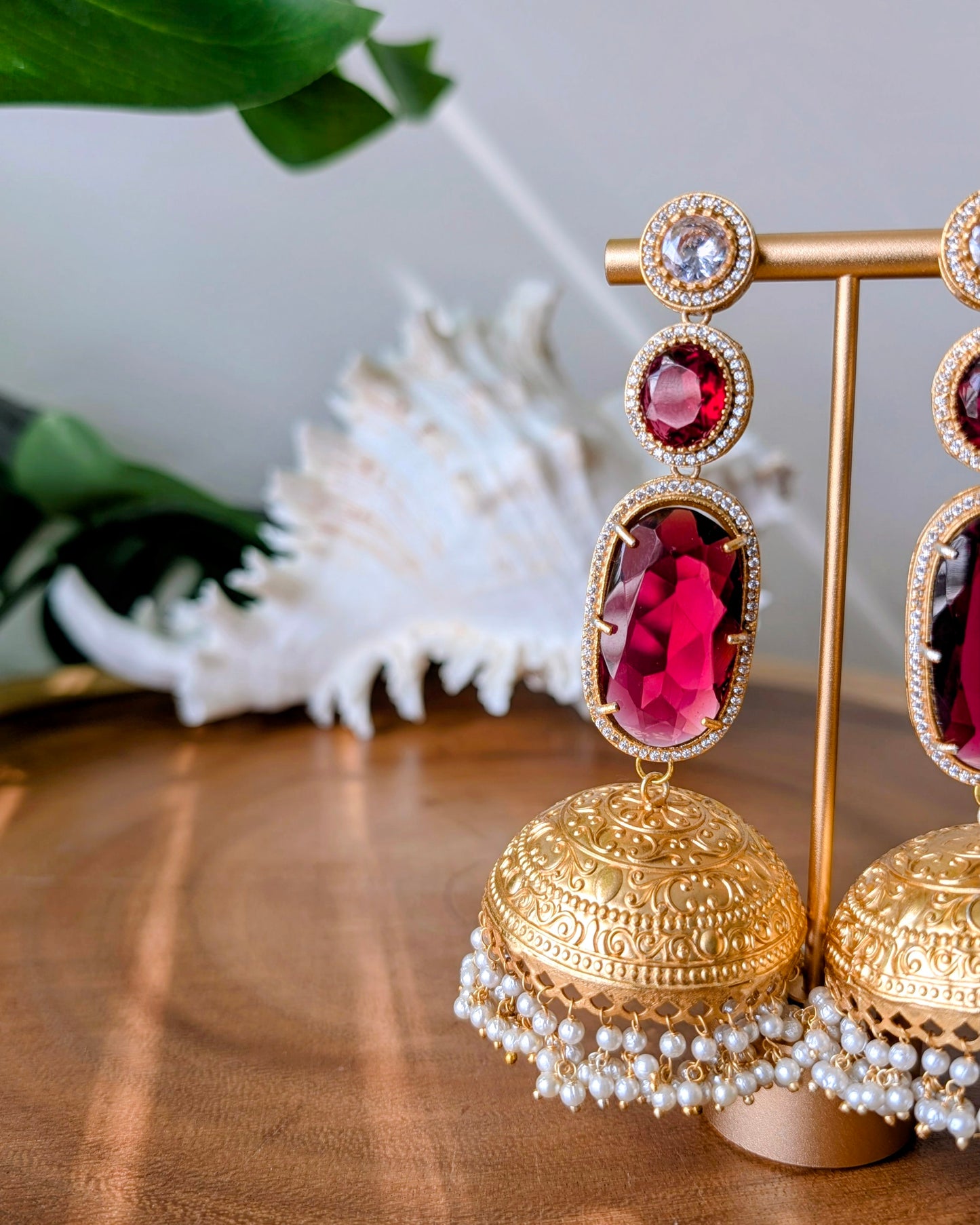 Ameesha Statement Kashmiri Jhumke - Red