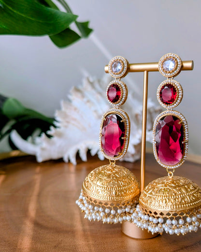 Ameesha Statement Kashmiri Jhumke - Red