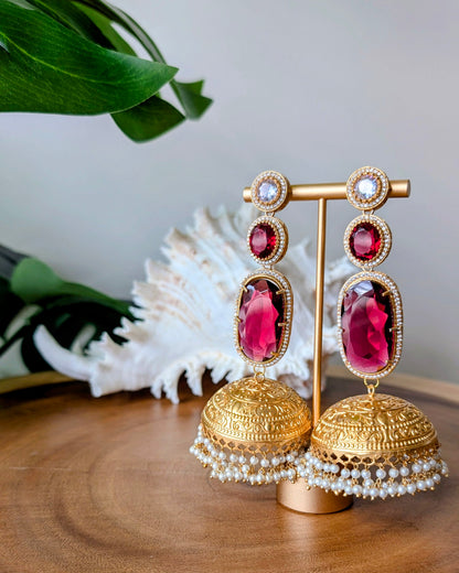 Ameesha Statement Kashmiri Jhumke - Red