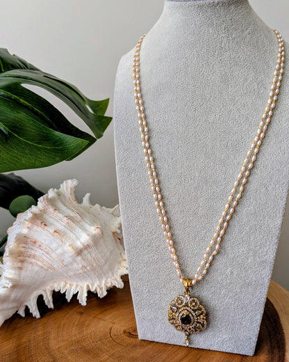 Dainty Pearl Long Necklace - Lavender