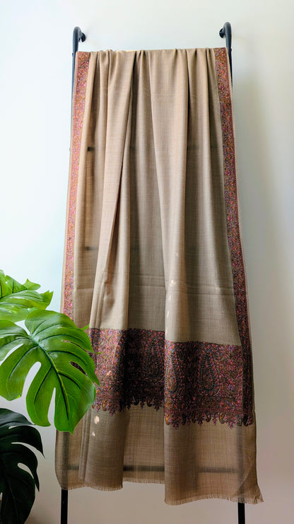 Unisex Brown Shawl w/ Border