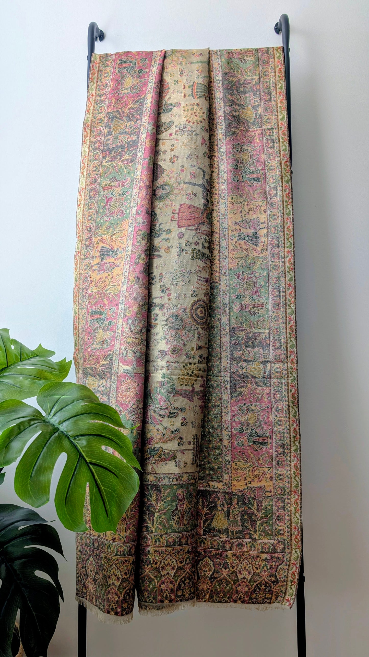 Unisex Semi Pashmina Woolen Darbar Kani Zari Shawl