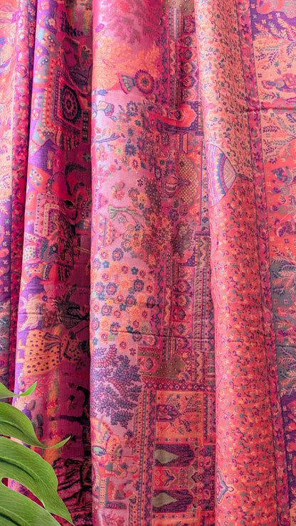 Unisex Semi Pashmina Woolen Darbar Kani Zari Shawl - Pink