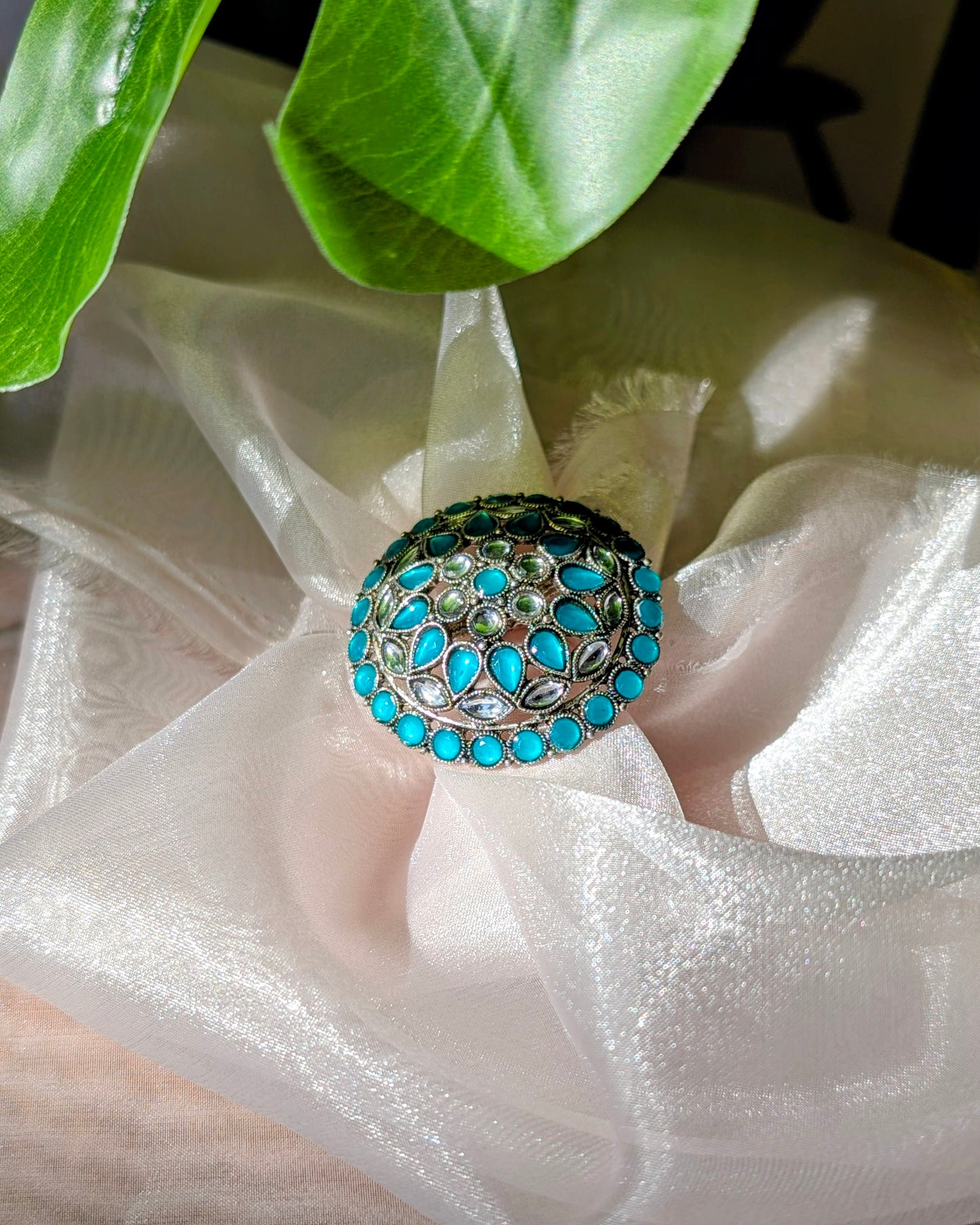 Niharika Adjustable Ring - Green
