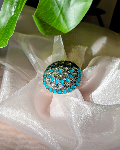 Niharika Adjustable Ring - Green