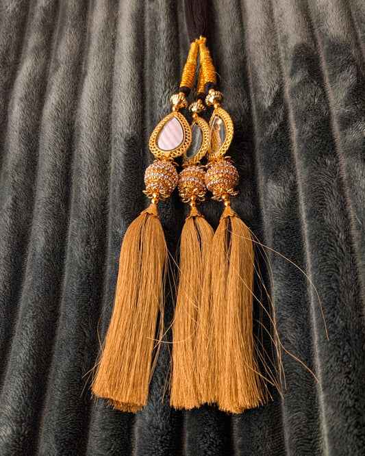 Punjabi Teardrop Parandi - Golden & Mirror