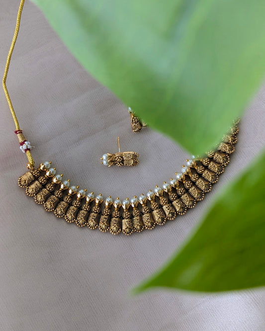 Antique Golden Pearl Choker Necklace