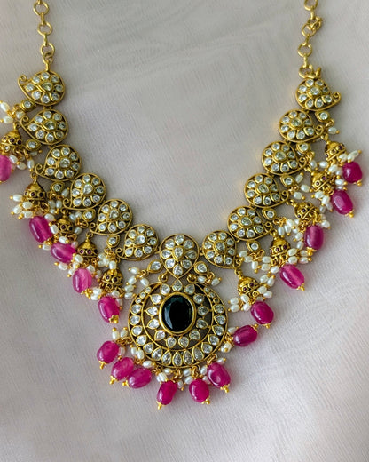 Sanya Victorian AD Necklace - Pink