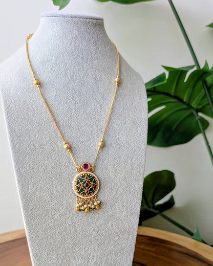 Shreni Heritage Pendant Necklace Set - Green