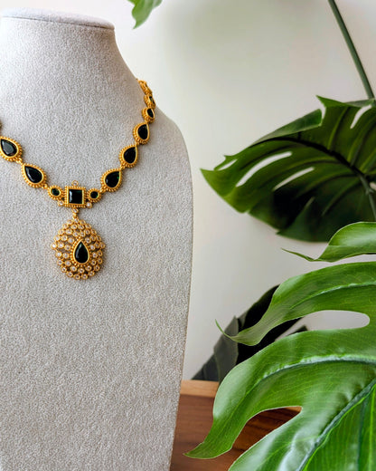 Jyothika Inspired Short Haram Necklace - Green