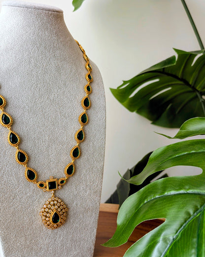 Jyothika Inspired Long Haram Necklace - Green