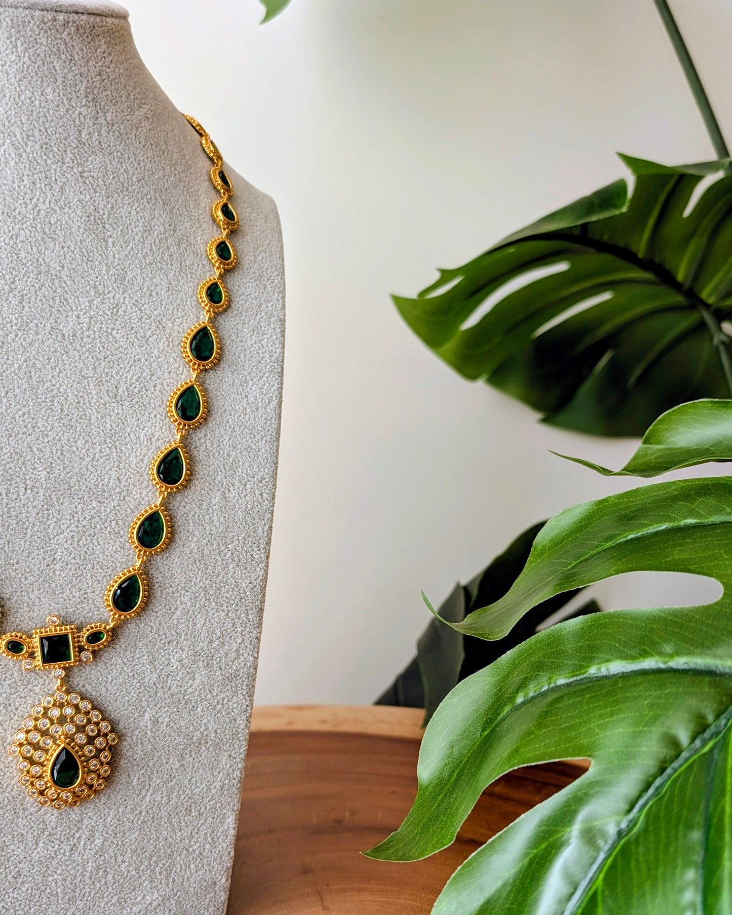 Jyothika Inspired Long Haram Necklace - Green