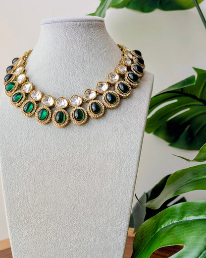 Simrat Kundan Polki Necklace - Green