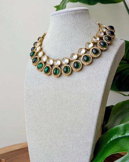 Simrat Kundan Polki Necklace - Green