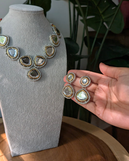 Uncut Polki Necklace with Earrings