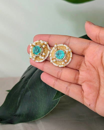 Saanjh Heritage Studs - Blue
