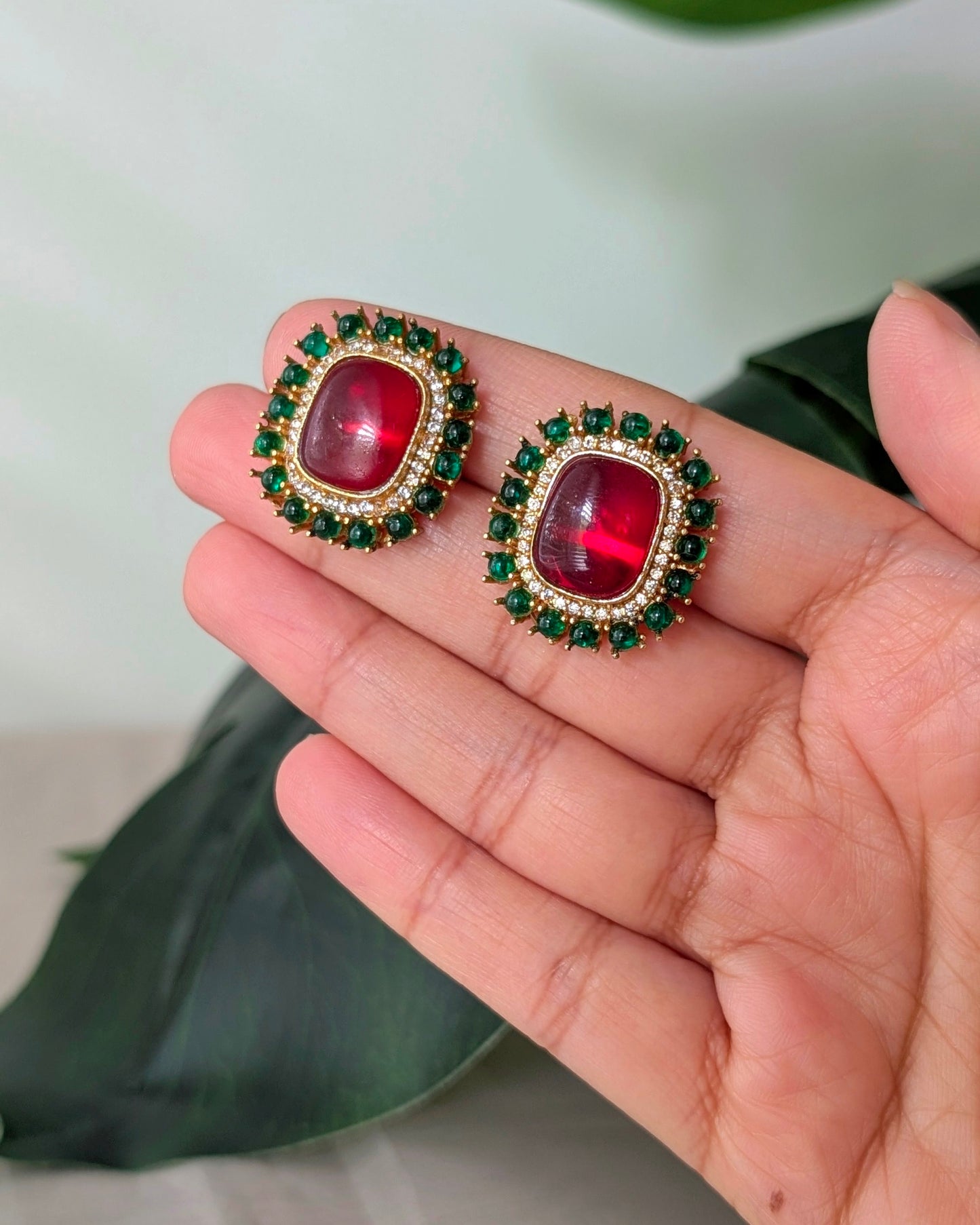 Kunicka Victorian Studs - Ruby