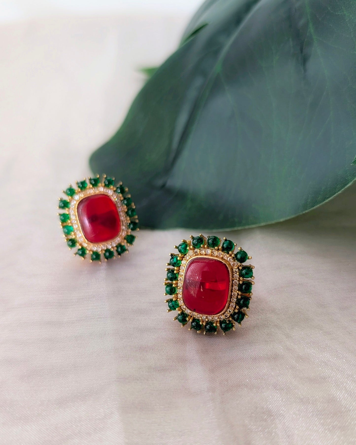 Kunicka Victorian Studs - Ruby