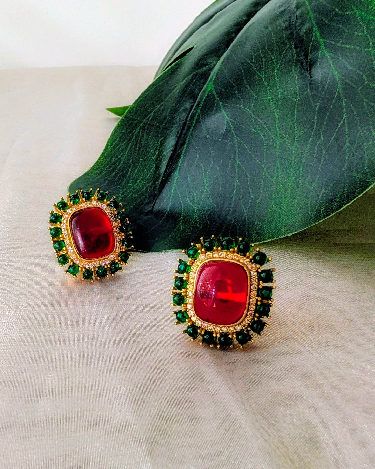 Kunicka Victorian Studs - Ruby