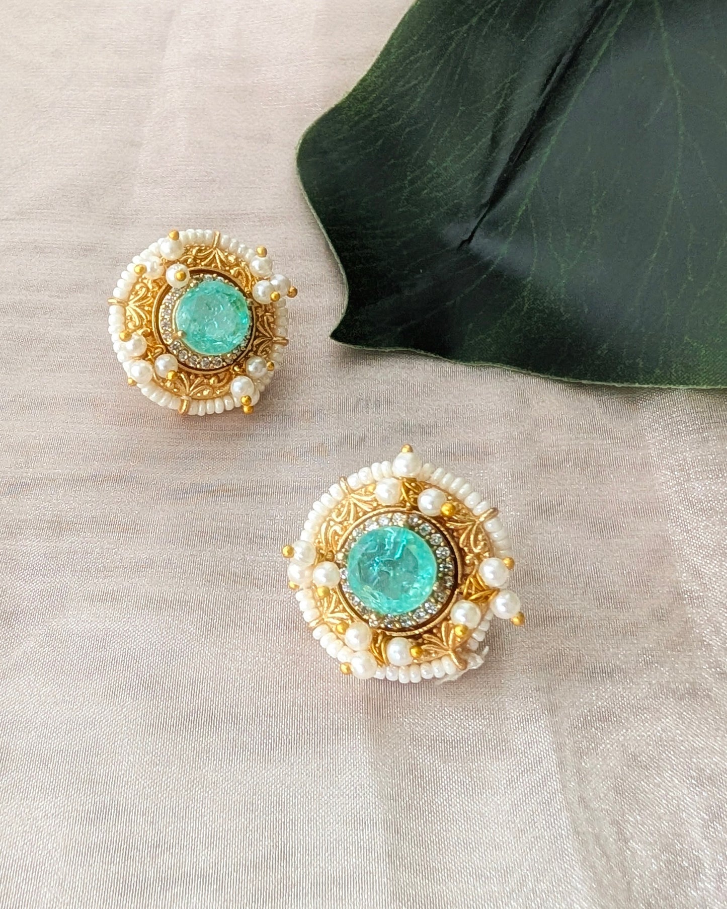 Saanjh Heritage Studs - Blue
