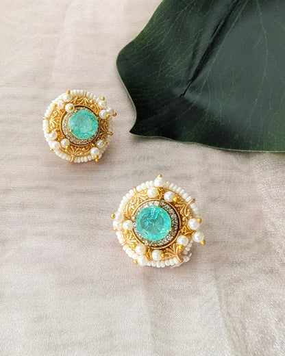 Saanjh Heritage Studs - Blue