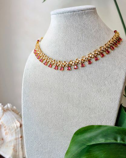 Neerja AD Silver Necklace - Ruby