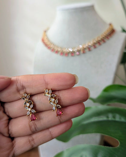 Neerja AD Silver Necklace - Ruby
