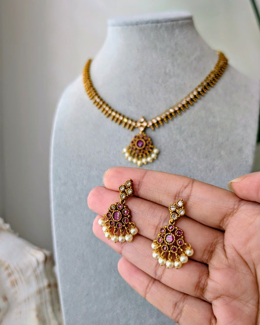 Nimi Dainty Short Necklace - Ruby