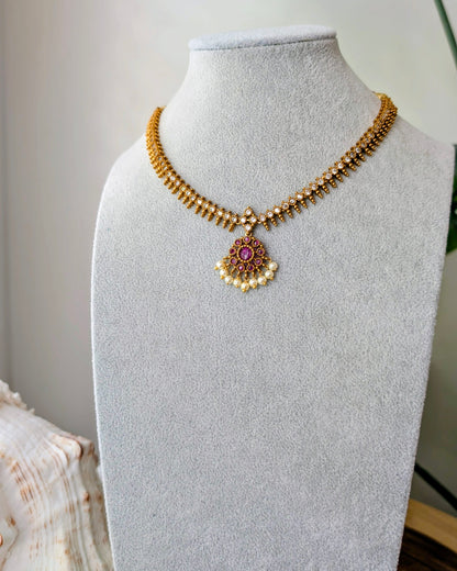 Nimi Dainty Short Necklace - Ruby