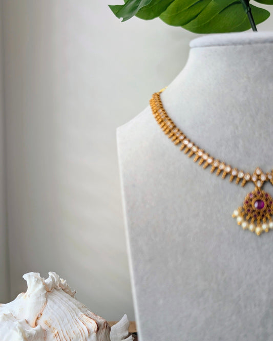 Nimi Dainty Short Necklace - Ruby
