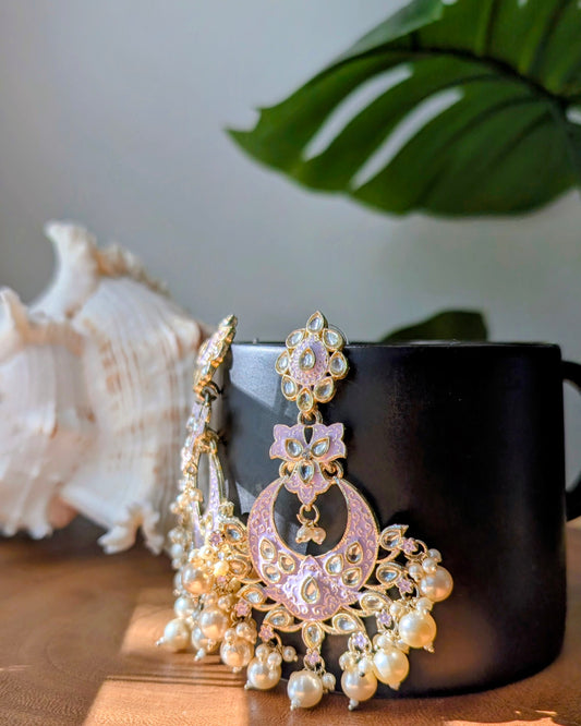 Alisha Kundan Chandbali - Lilac